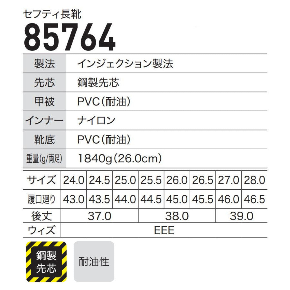 セフティ長靴 85764