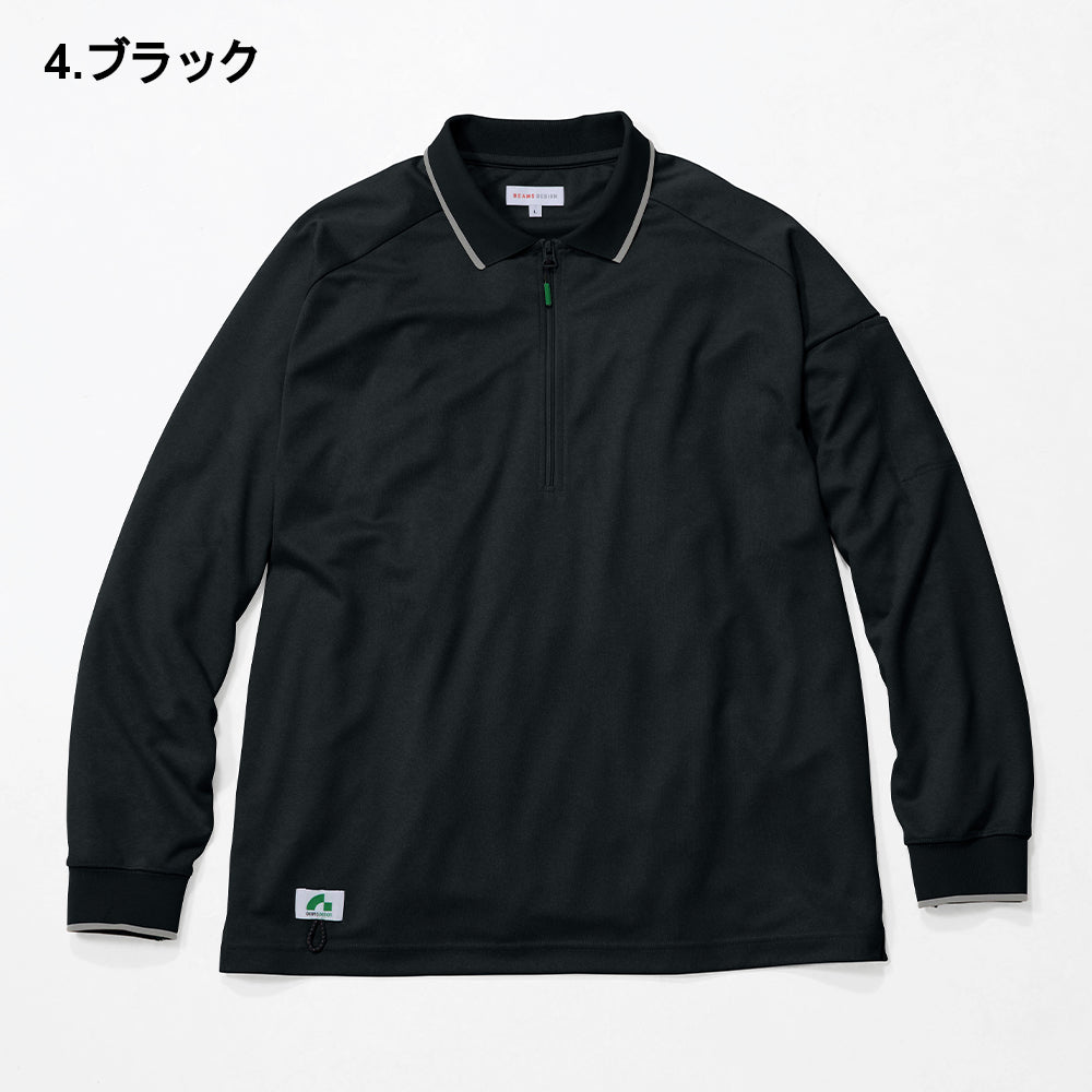 BEAMS DESIGN 長袖ハーフジップポロシャツ B7915-60