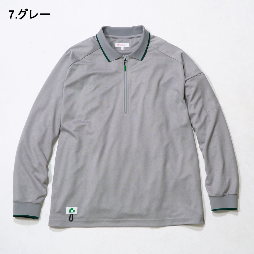 BEAMS DESIGN 長袖ハーフジップポロシャツ B7915-60