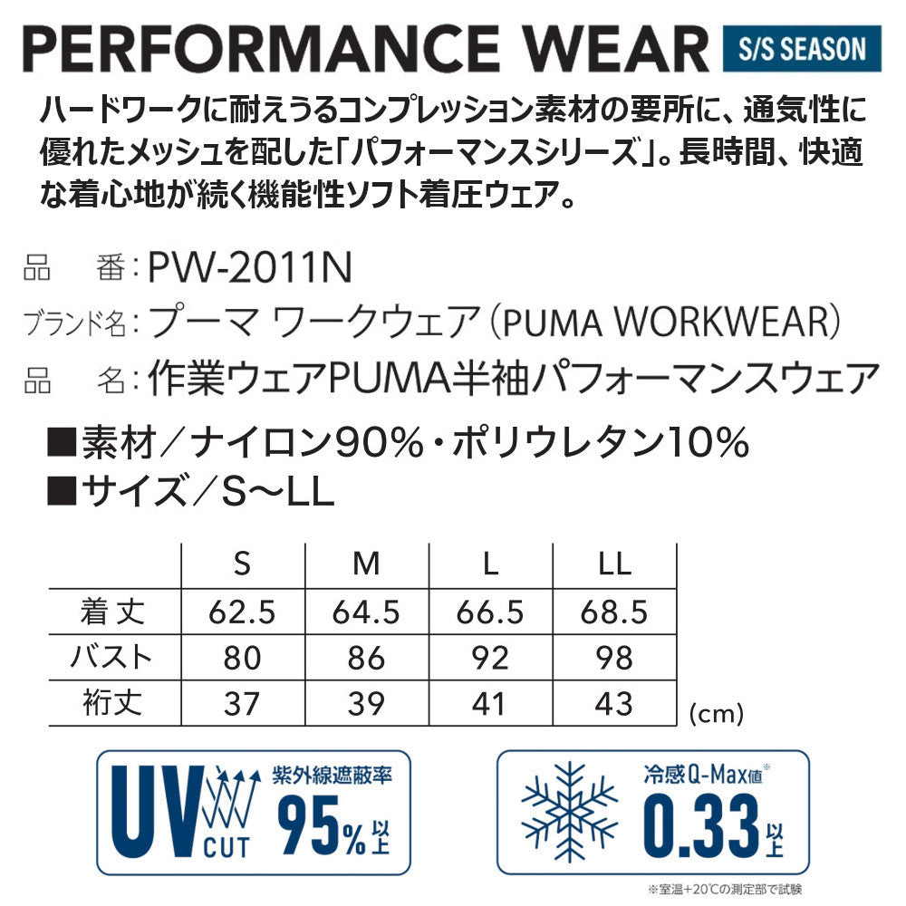 作業ウェアPUMA袖パフォーマンスウェア PW-2011N
