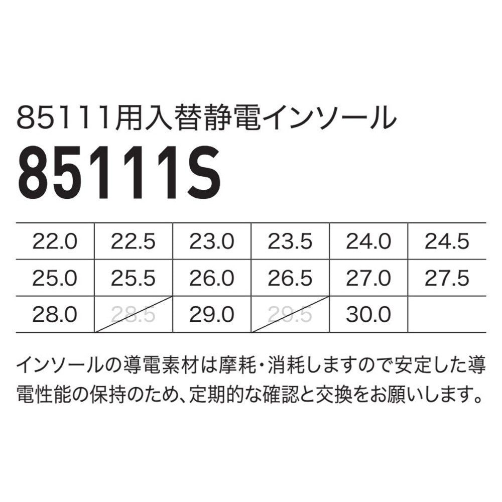 85111用入替静電インソール 85111S