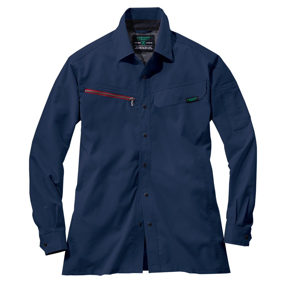 Z-DRAGON エコ製品制電ストレッチ長袖シャツ 77604