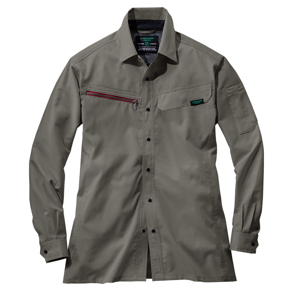 Z-DRAGON エコ製品制電ストレッチ長袖シャツ 77604