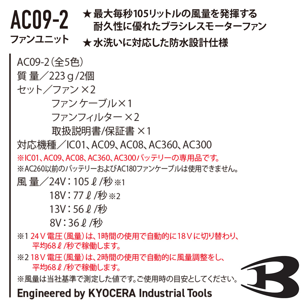 ファンユニット(カラー) AC09-2  2025年モデル