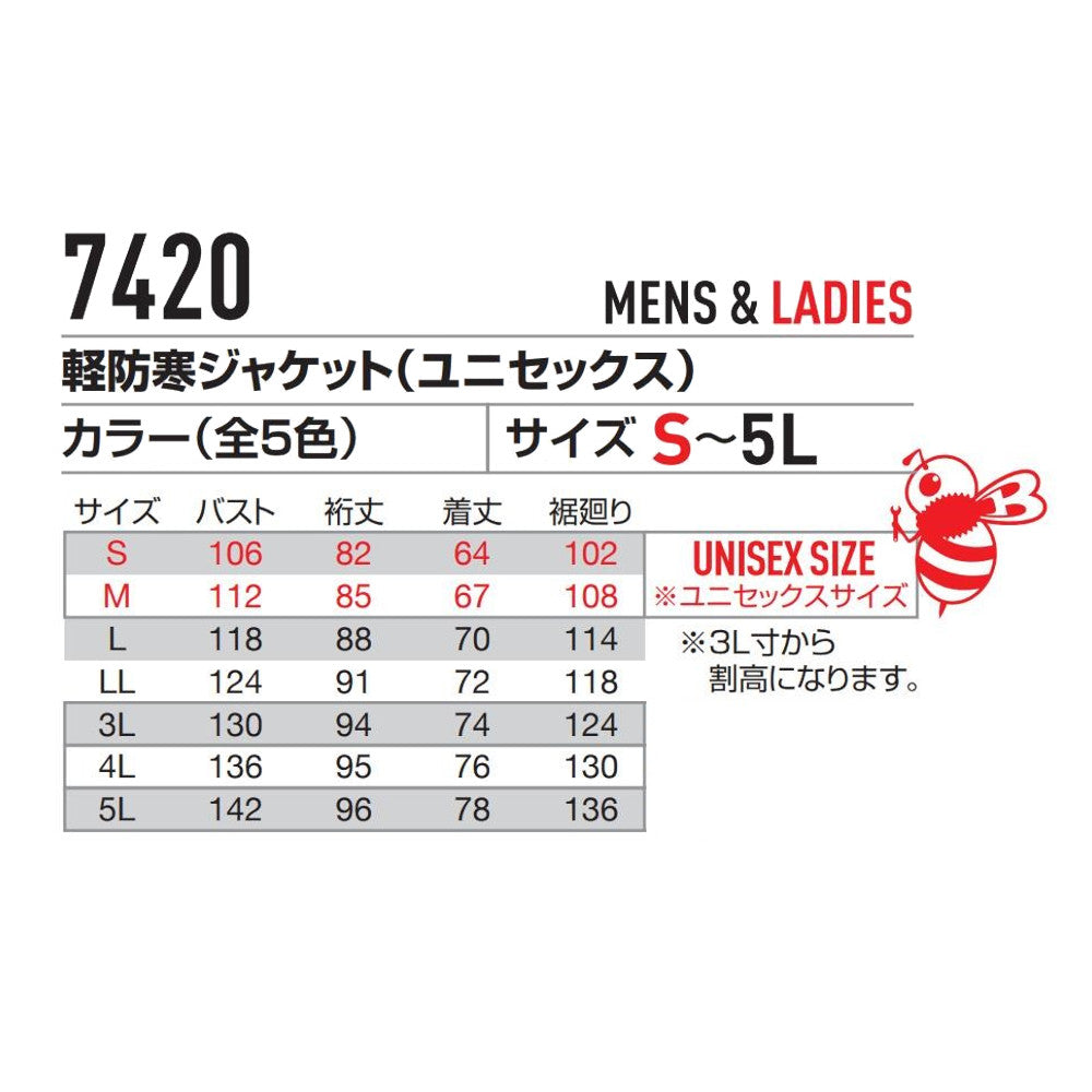 軽防寒ジャケット(ユニセックス) 7420